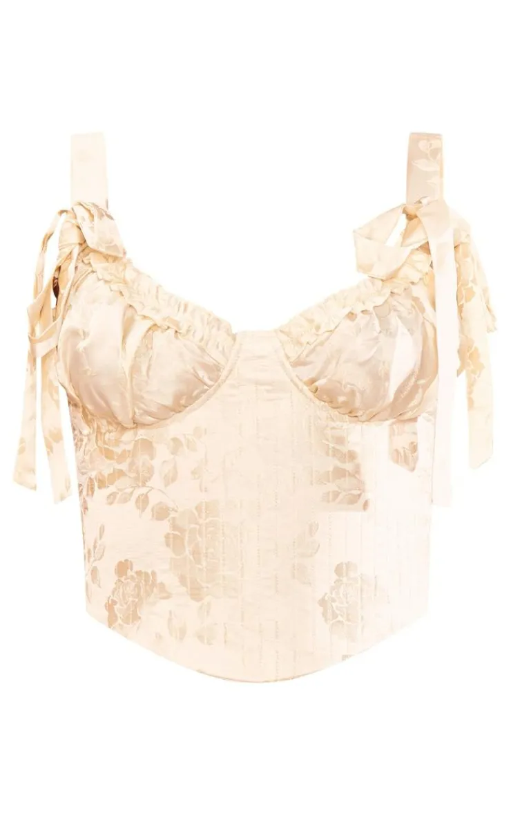 PrettyLittleThing Corsets*Quilted Jacquard Tie Shoulder Corset