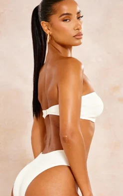 Cream Rib Bandeau Bikini Top