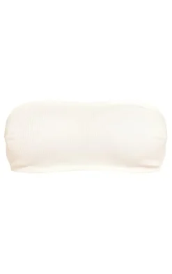 Cream Rib Bandeau Bikini Top