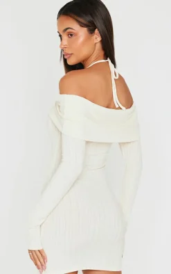 Rib Bardot Fold Over Bodycon Dress-PrettyLittleThing Clearance