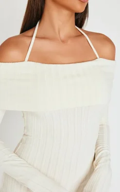 Rib Bardot Fold Over Bodycon Dress-PrettyLittleThing Clearance