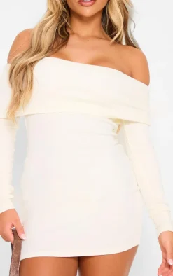 Rib Foldover Bardot Bodycon Dress-PrettyLittleThing Best
