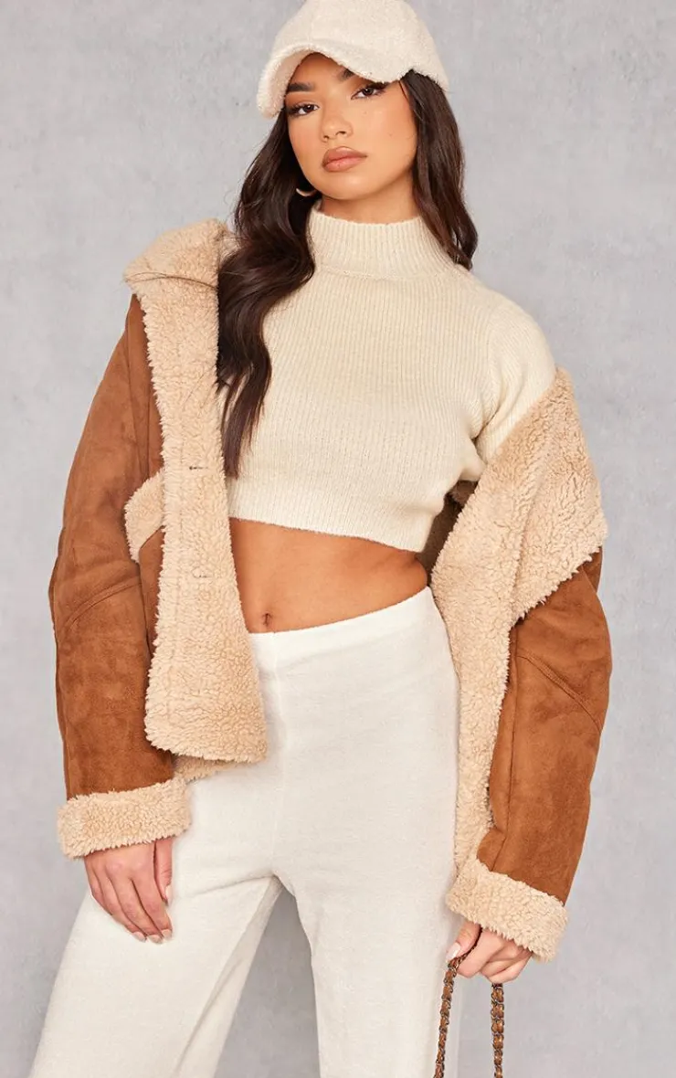 PrettyLittleThing Sweaters*Rib Knit Open Back Cropped Sweater