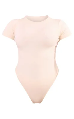 Cream Rib Short Sleeve Bodysuit