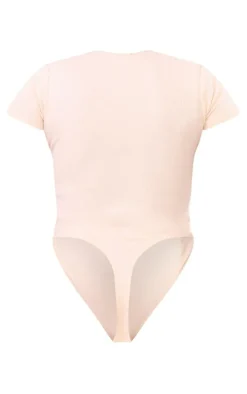 Cream Rib Short Sleeve Bodysuit