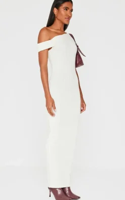 Ribbed Asymmetric Maxi Dress-PrettyLittleThing Clearance