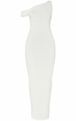 Ribbed Asymmetric Maxi Dress-PrettyLittleThing Clearance