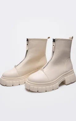 PrettyLittleThing Ankle Boots*Ribbed Chunky Sole Zip Up Ankle Boots