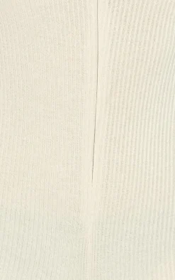 Cream Ribbed Jersey Zip Up Collar Romper