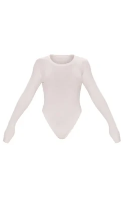 PrettyLittleThing Knitted Tops*Ribbed Knit Long Sleeve Bodysuit
