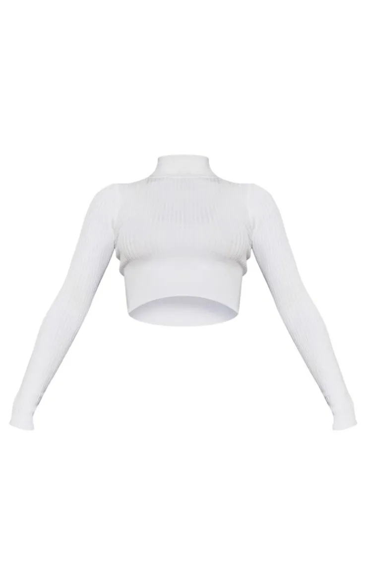 PrettyLittleThing Sweaters*Ribbed Knitted Roll Neck Cropped Sweater
