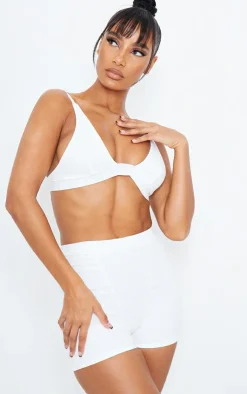 Best PrettyLittleThing Ribbed Plunge Bralet Cream
