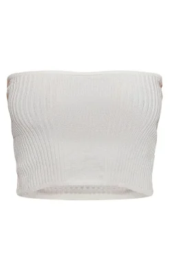 PrettyLittleThing Knitted Tops*Ribbed Style Bandeau Soft Knit Top