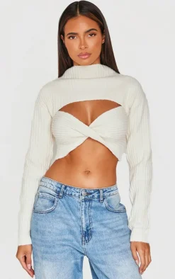 PrettyLittleThing Sweaters*Ribbed Twist Front Cut Out Sweater