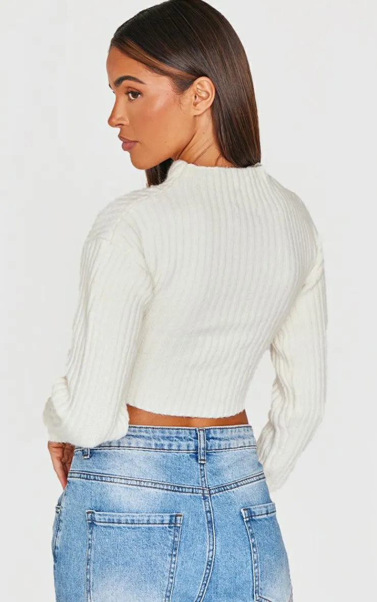 PrettyLittleThing Sweaters*Ribbed Twist Front Cut Out Sweater