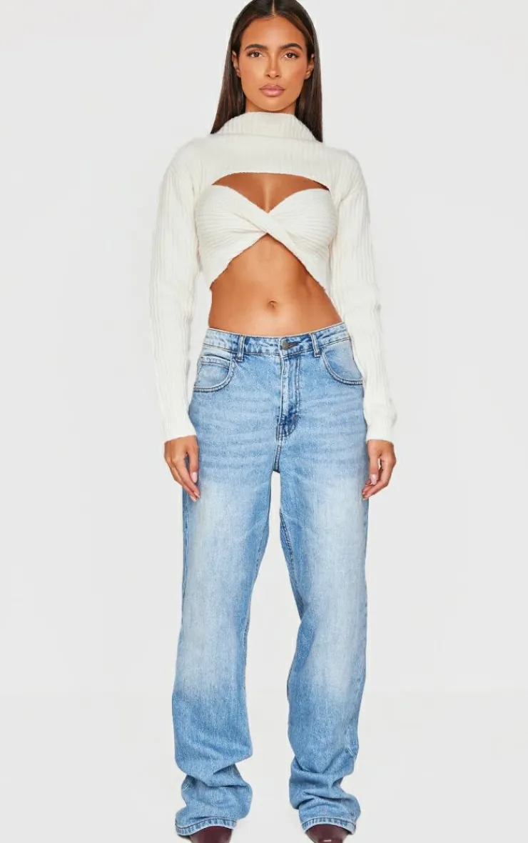 PrettyLittleThing Sweaters*Ribbed Twist Front Cut Out Sweater