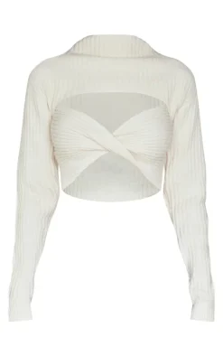 PrettyLittleThing Sweaters*Ribbed Twist Front Cut Out Sweater