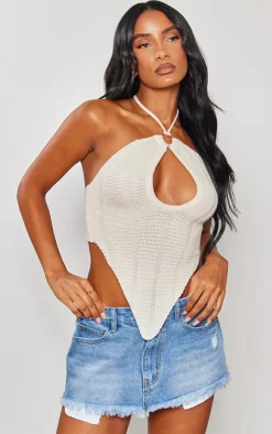 PrettyLittleThing Knitted Tops*Ring Detail Knit Scarf Top