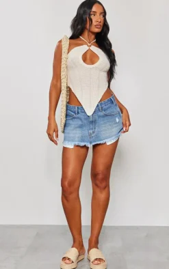 PrettyLittleThing Knitted Tops*Ring Detail Knit Scarf Top