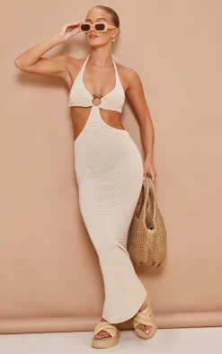 Ring Detail Knitted Maxi Dress-PrettyLittleThing Clearance