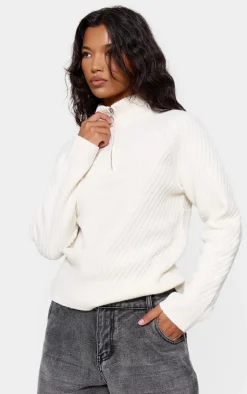 PrettyLittleThing Sweaters*Ripple Knit Half Zip Sweater