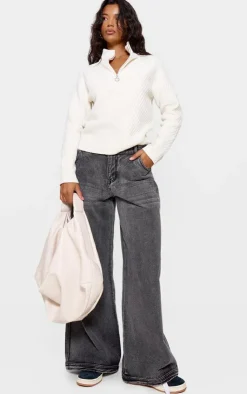 PrettyLittleThing Sweaters*Ripple Knit Half Zip Sweater