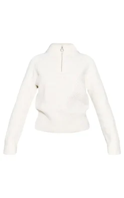 PrettyLittleThing Sweaters*Ripple Knit Half Zip Sweater