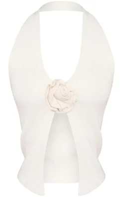 PrettyLittleThing Knitted Tops*Rose Halterneck Top