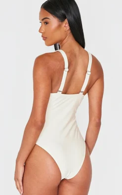 Cream Ruched Cup Underwired Swimsuit