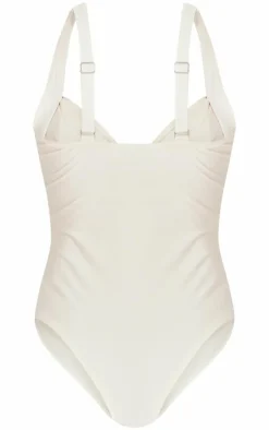 Cream Ruched Cup Underwired Swimsuit