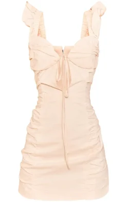Ruched Frill Strap Bodycon Dress-PrettyLittleThing