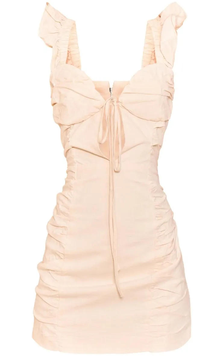 Ruched Frill Strap Bodycon Dress-PrettyLittleThing