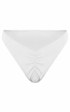 Cream Ruched Seam Bikini Bottoms