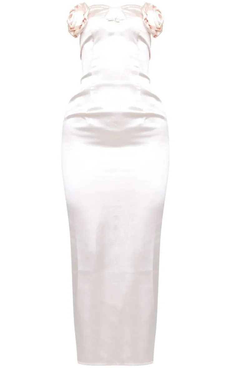 Satin Corsage Maxi Dress-PrettyLittleThing Sale
