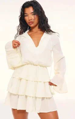 Satin Frill Tie Shift Dress-PrettyLittleThing Discount