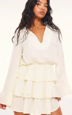 Satin Frill Tie Shift Dress-PrettyLittleThing Discount