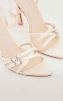 PrettyLittleThing Heeled Sandals*Satin Pointed Barely There Diamante Buckle Heeled Sandals