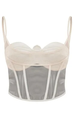 PrettyLittleThing Corsets*Satin Sheer Panel Corset