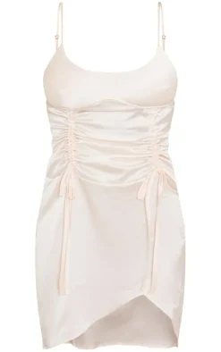 Satin Underbust Detail Ruched Strappy Bodycon Dress-PrettyLittleThing Clearance