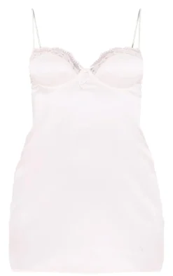 Cream Satin Underwired Slip Dress