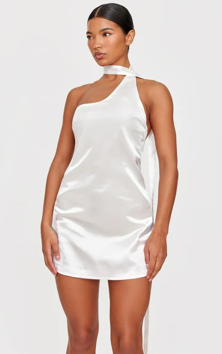 Scarf Detail Satin Shift Dress-PrettyLittleThing Discount