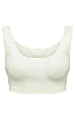 Clearance PrettyLittleThing Scooped Neck Crop Top Cream