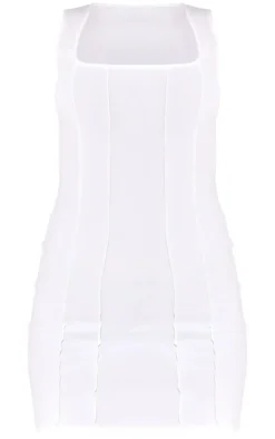 Seam Detail Square Neck Bodycon Dress-PrettyLittleThing Online