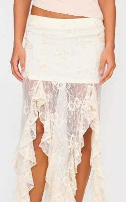 PrettyLittleThing Christmas Party Outfits*Sequin Lace Drape Detail Maxi Skirt