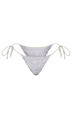 Cream Sequin Tie Side Bikini Bottoms