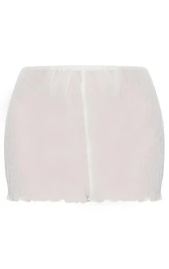 New PrettyLittleThing Sheer Textured Hot Pants Cream