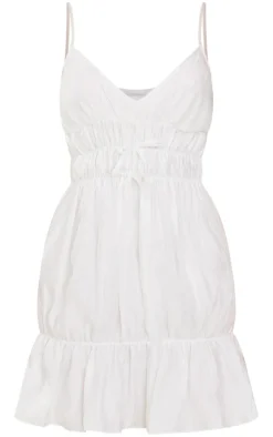Shiny Elasticated Frill Strappy Shift Dress-PrettyLittleThing Best