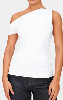 PrettyLittleThing Sleeveless Tops*Slinky Asymmetric Ruched Detail Long Top