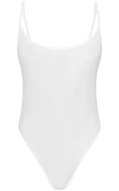 Cream Slinky Strappy Bodysuit