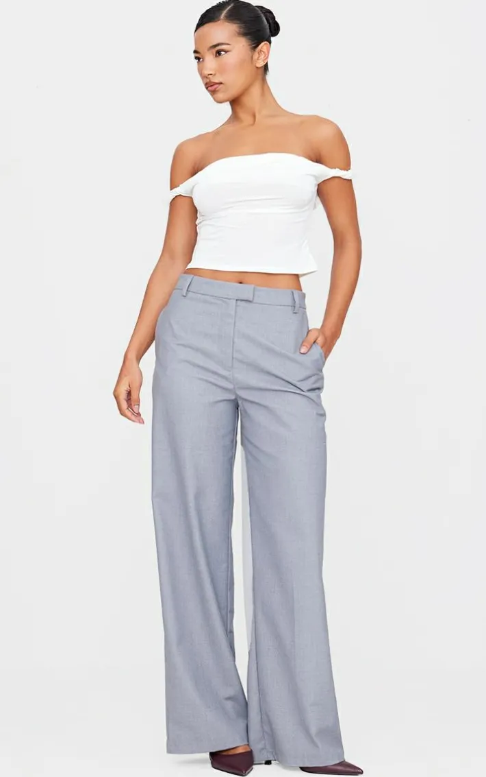 Cream Slinky Twist Detail Bardot Crop Top